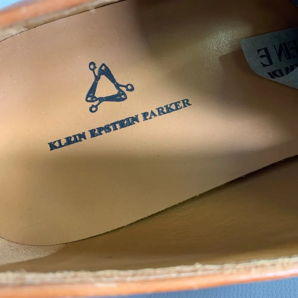 KLEIN EPSTEIN & PARKER Size 9 Brown Tan Distressed Patent Leather Loafers